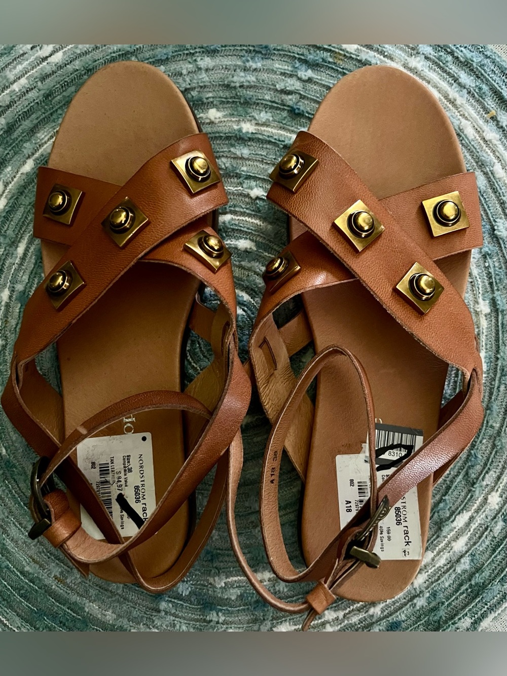 Antelope Reza Brown Studded Leather Sandals, Size 38 EU, 7.5-8 US, NWOB - Picture 6 of 12